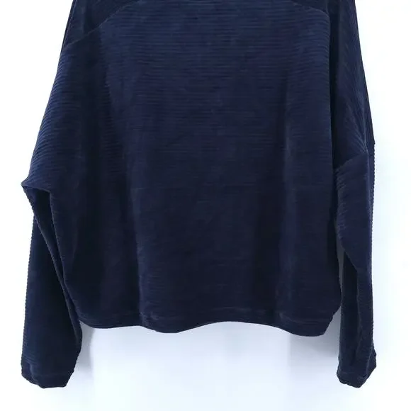 Prana Escambia Half Zip Stormy Night Blue Organic Cotton Velour Leather Pull L - Picture 12 of 15